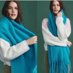 Anthropologie Bright Blue Knit Scarf